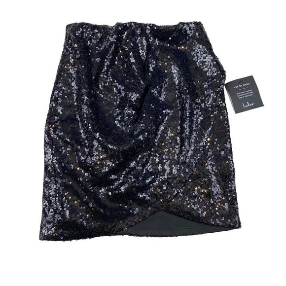 Lulus Skirt Black Sequin Mini NWT XS - Picture 1 of 5
